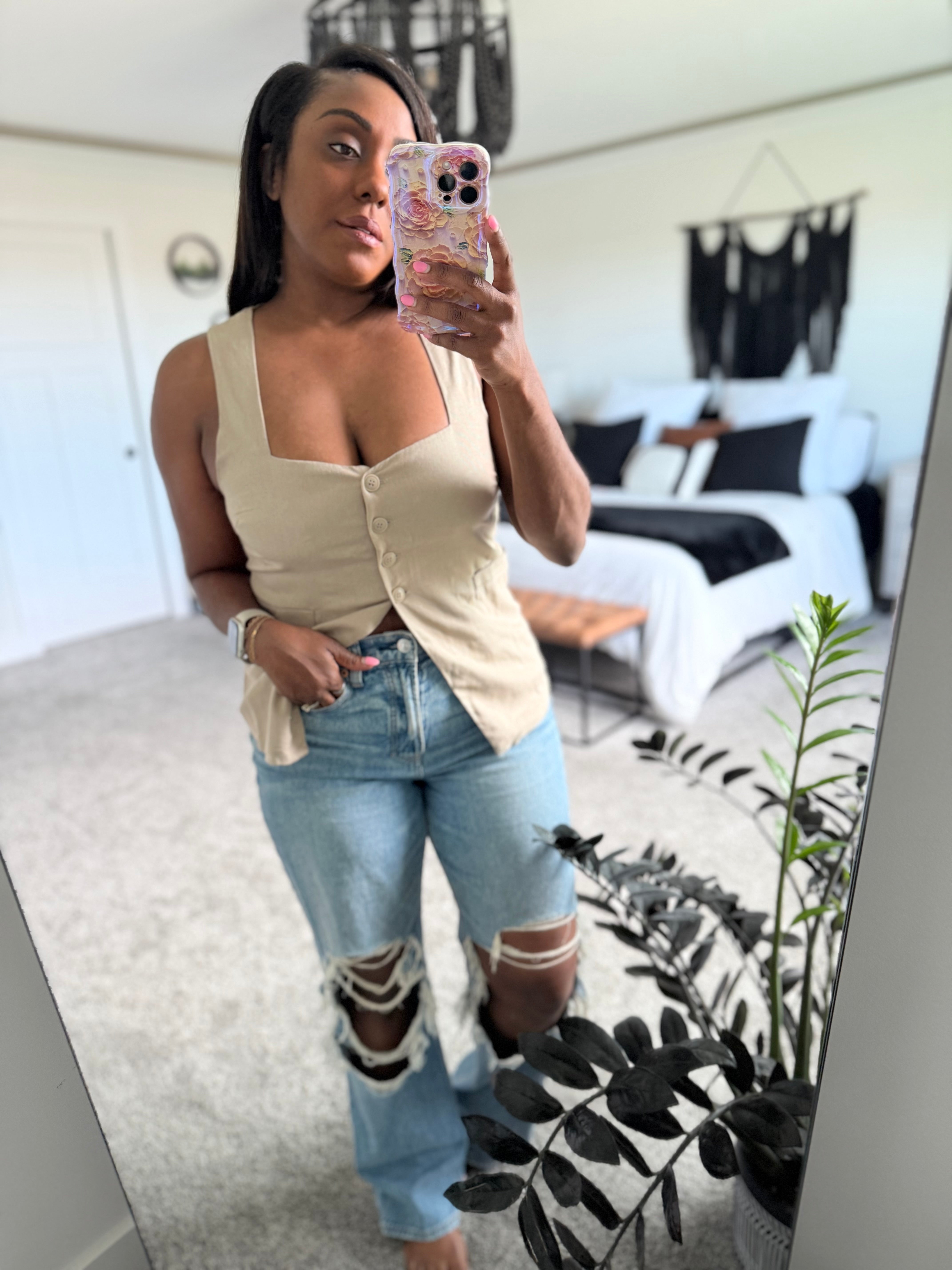Golden Hour Linen Vest
